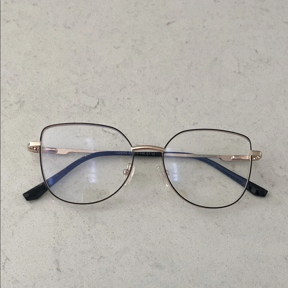 Gold‎ Metal Cat Eye Glasses Clear Lenses Fashion Eyewear TJ26062